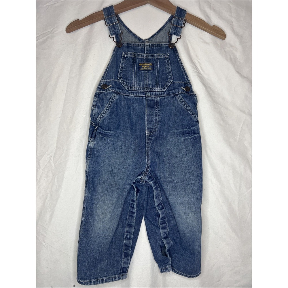 Oshkosh Toddler Boys or Girls Blue Denim Bib Overalls (Size 24 Months) - Picture 1 of 13